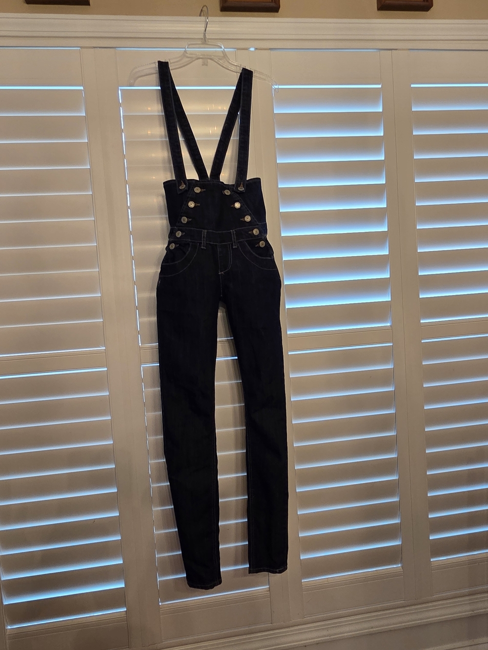 Almost Famous Black Denim Overall Jeans with Button Detail - Picture 8 of 11